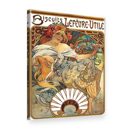 Картина на платно Бисквити Lefèvre-Utile – Алфонс Муха, 3D изглед