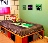 Модерна картина на платно в зелено-черно нюанси, игрива атмосфера, приключение | Minecraft картина - Najlepšie postavičky na платно - Creeper, Enderman, Zombie – продукт