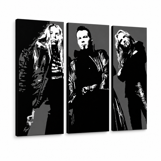 Ръчно рисувана POP Art картина Apocalyptica 3 част apo – 3D визуализация на ръчно рисувано платно на бял фон. Доминиращи цветове: черно, бяло, сиво.
