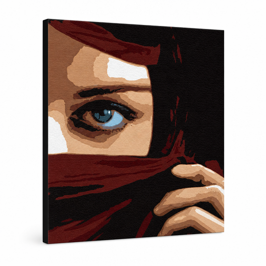 Ръчно рисувано око POP Art Eye 1 брой рисунка на око – 3D визуализация на ръчно рисувано платно на бял фон. Доминиращи цветове: кафяво, черно, зелено, червено, синьо.