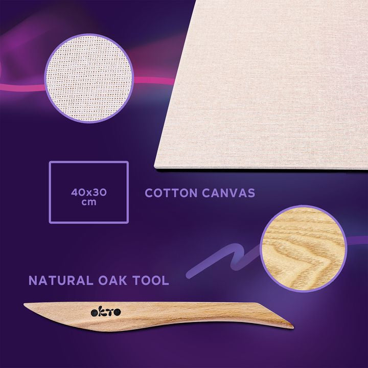 Модерна картина на платно в синьо-златно нюанси, мечтателна атмосфера, креативност | OKTO креативна 3D комплект “Hviezdna небе” 30 x 40 cm – продукт, изглед 3