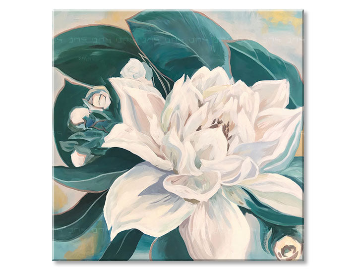 Изображението на платно КИТИЦА СЪС ЗЕЛЕНИ ЛИСТА 70x70 cm