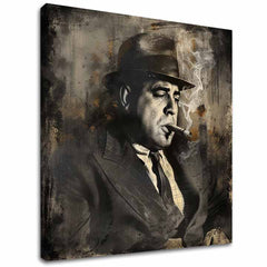 Модерна картина на платно с мотив Al Capone - Dym и moc в черно-бяло нюанси | Картина Al Capone - Dym и moc, стенна декорация – основна