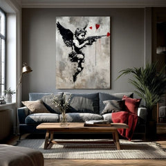 Модерна картина на платно с мотив Love Hunter na платно в бяло-черно нюанси | Картина Love Hunter na платно, стенна декорация – продукт [XOGWSPP040E1]