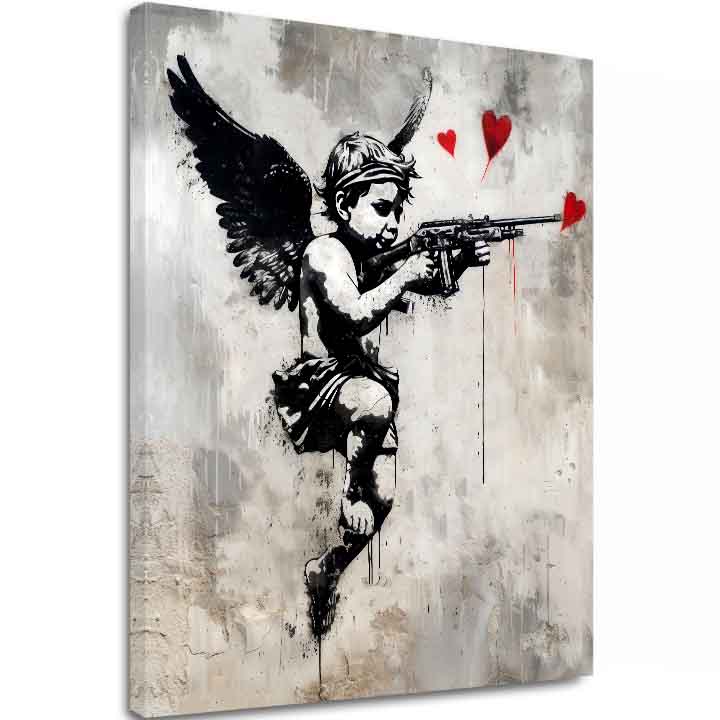 Модерна картина на платно с мотив Love Hunter na платно в бяло-черно нюанси | Картина Love Hunter na платно, стенна декорация – основна [XOGWSPP040E1]