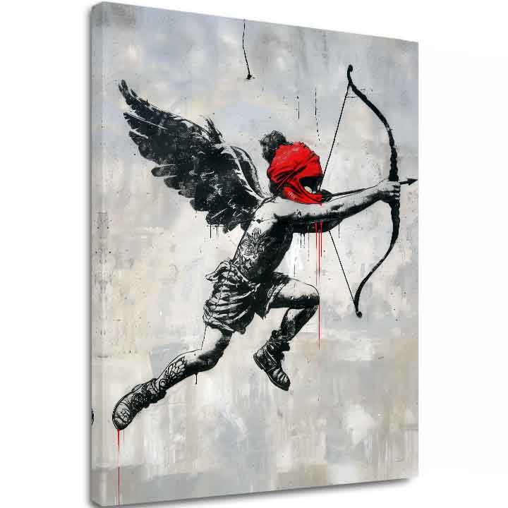 Модерна картина на платно с мотив Cupid's Aim na платно в черно-бяло нюанси | Картина Cupid's Aim na платно, стенна декорация – основна