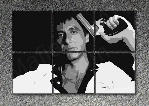 Ръчно рисувана картина POP ART SCARFACE - AL PACINO 90x60 cm