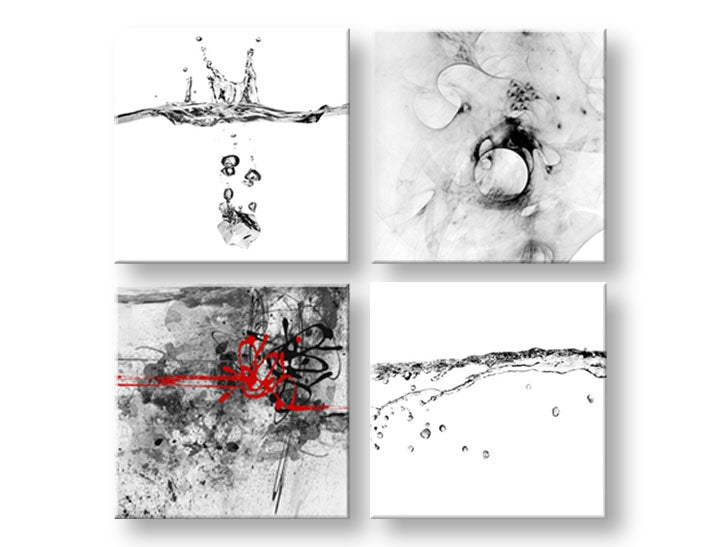 Колаж картина с мотив Abstract moments, пейзаж в бяло-червено нюанси | Картина за стена Abstract moments, природа – преглед