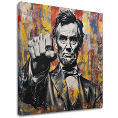 Модерна картина на платно с мотив Abraham Lincoln - Sila histórie в черно-жълто нюанси, сила и мощ | Картина Abraham Lincoln - Sila histórie – основна