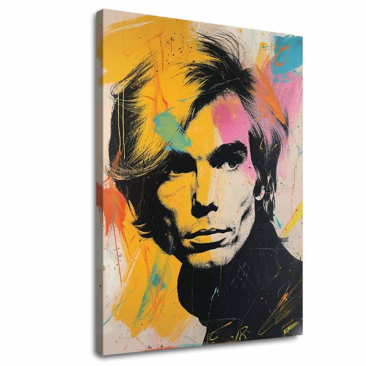 Модерна картина на платно с мотив Andy Warhol - Farby popovej revolúcie, коса в черно-жълто нюанси, енергична атмосфера | Картина Andy Warhol - Farby popovej revolúcie – основна