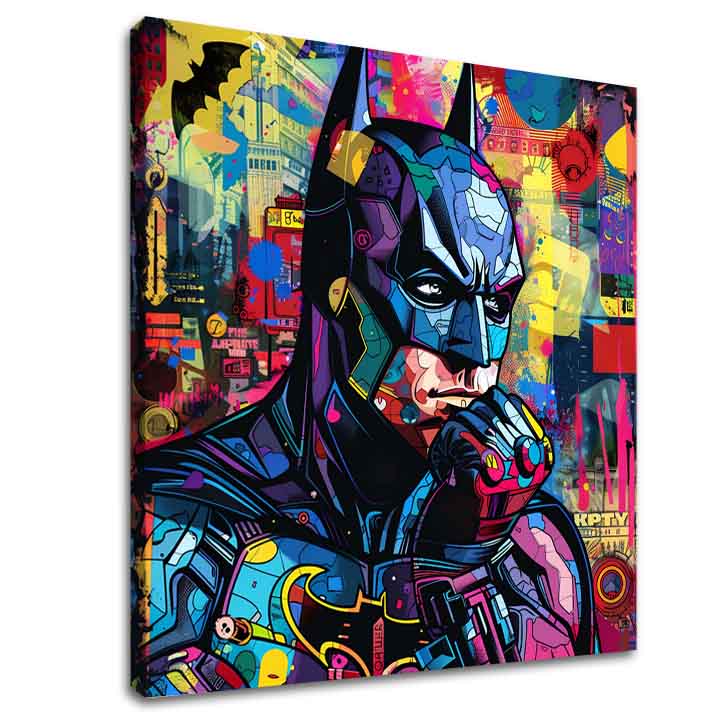 Модерна картина на платно с мотив Batman: Grafická ikona, енергична атмосфера, поп култура | Картина Batman: Grafická ikona – основна