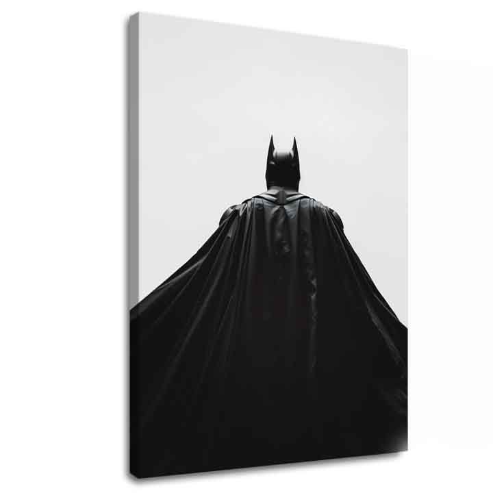 Модерна картина на платно с мотив Batman: Strážca noci в черно-бяло нюанси, драматична атмосфера, самота и сила и мощ | Картина Batman: Strážca noci – основна