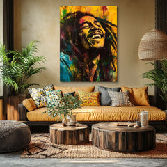 Ръчно дорисувана картина Bob Marley Jamajská hviezda - детайл картини 2