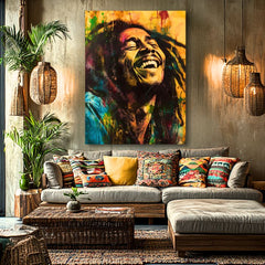 Ръчно дорисувана картина на платно Bob Marley Jamajská hviezda 100% оригинал akrylom - основна изглед