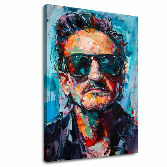 Модерна картина на платно с мотив Bono - Melódia svetla, сако в синьо нюанси | Картина Bono - Melódia svetla, стенна декорация – основна
