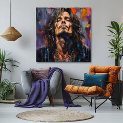 Модерна картина на платно с мотив Chris Cornell - Hlas grunge scény в виолетово-оранжево нюанси, рок енд рол | Картина Chris Cornell - Hlas grunge scény – продукт, изглед 2