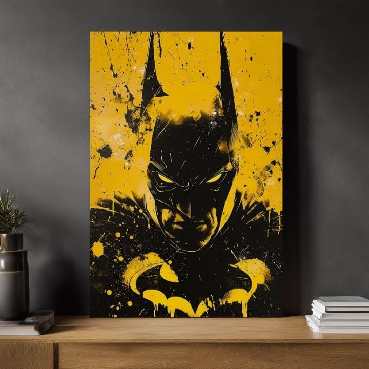 Модерна картина на платно с мотив Dark Knight na платно, маска в черно-бяло нюанси, интензивна атмосфера | Картина Dark Knight na платно – продукт, изглед 2