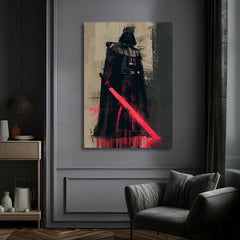 Модерна картина на платно с мотив Darth Vader - Temná сила na платно в черно-сиво нюанси, сила и мощ | Картина Darth Vader - Temná сила na платно – продукт