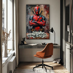 Модерна картина на платно с мотив Deadpool: Peniaze и chaos в черно нюанси | Картина Deadpool: Peniaze и chaos, стенна декорация – продукт, изглед 5