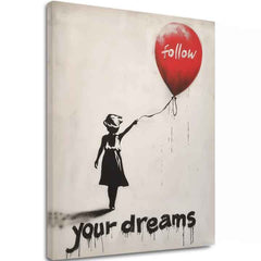 Модерна картина на платно с мотив Follow Your Dreams, балон в бяло-черно нюанси, мечти и nádej | Картина Follow Your Dreams – основна [XOBWSPP030E1]