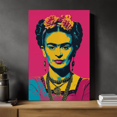 Модерна картина на платно с мотив Frida Pop, рози в жълто-черно нюанси, смела атмосфера, слава | Картина Frida Pop – продукт