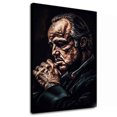Модерна картина на платно с мотив Godfather: Moc и rešpekt в черно нюанси, мрачна атмосфера, сила и мощ и семейство | Картина Godfather: Moc и rešpekt – основна