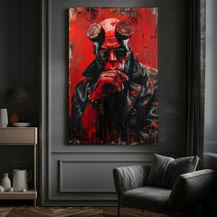 Модерна картина на платно с мотив Hellboy: Pekelný bojovník в черно-сиво нюанси | Картина Hellboy: Pekelný bojovník – продукт, изглед 5