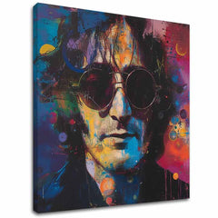 Модерна картина на платно с мотив John Lennon - Farebné predstavy в синьо-черно нюанси, енергична атмосфера, рок енд рол и поп култура – основна