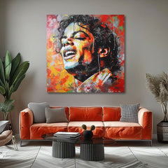 Модерна картина на платно с мотив Michael Jackson - Hlas generácií в червено-златно нюанси, енергична атмосфера | Картина Michael Jackson - Hlas generácií – продукт, изглед 2