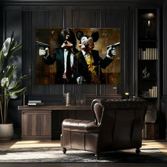 Модерна картина на платно с мотив Mickey and the Mobster в черно-кафяво нюанси, дръзка атмосфера, поп култура | Картина Mickey and the Mobster – продукт, изглед 2
