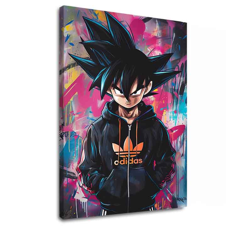 Модерна картина на платно с мотив Saiyan: Bojovník moci в черно-виолетово нюанси, енергична атмосфера | Картина Saiyan: Bojovník moci – основна