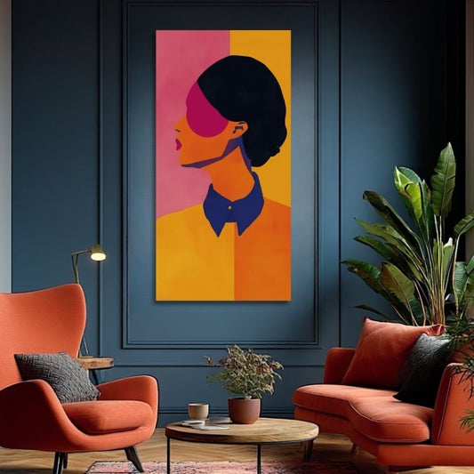 Модерна картина на платно с мотив Vibrant Silhouette в жълто-розово нюанси, жизнена атмосфера | Картина Vibrant Silhouette – продукт
