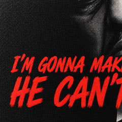 Детайлен близък план на картина Кръстникът с червен цитат I'm gonna make him an offer he can't refuse