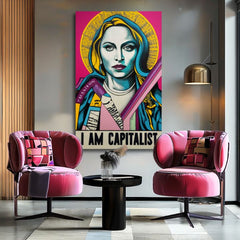 Модерна картина на платно с мотив жена в златно-черно нюанси, поп култура | Madonna картина на платно - Popová revolúcia – продукт, изглед 2