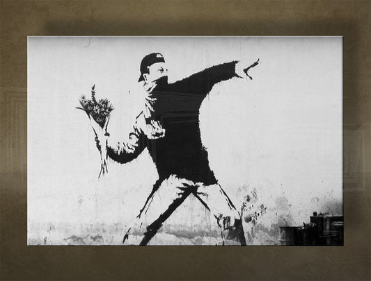 Класическа картина с мотив Street ART – Banksy, море и плаж в виолетово-синьо нюанси | Картина на платно Street ART – Banksy – преглед [XOBBA028O1]