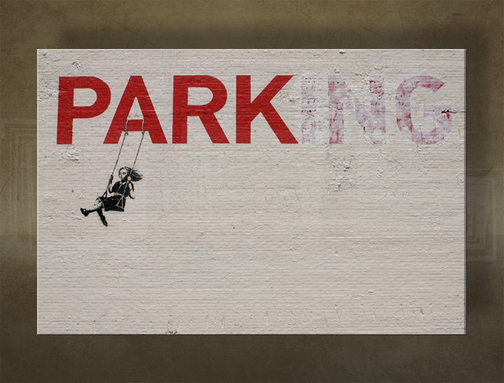 Класическа картина с мотив Street ART – Banksy, детски мотив, природа в бежово-червено нюанси | Картина на платно Street ART – Banksy, детство и носталгия – преглед