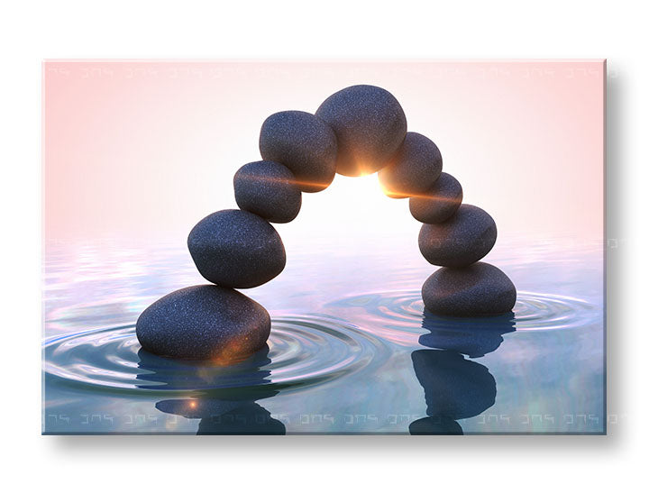 Класическа картина на платно с мотив FENG SHUI, детски мотив, цветя, море и плаж, природа в бяло-бежово нюанси, спокойна атмосфера, подходяща за хол – основна [XOBFS058E11]
