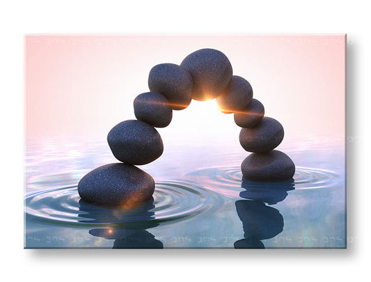Класическа картина на платно с мотив FENG SHUI, детски мотив, цветя, море и плаж, природа в бяло-бежово нюанси, спокойна атмосфера, подходяща за хол – основна [XOBFS058E11]