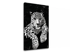 Модерна картина на платно с мотив GEPARD 001 в бяло-черно нюанси, интензивна атмосфера, природа и сила и мощ, подходяща за офис | Картина на платно GEPARD 001 – продукт