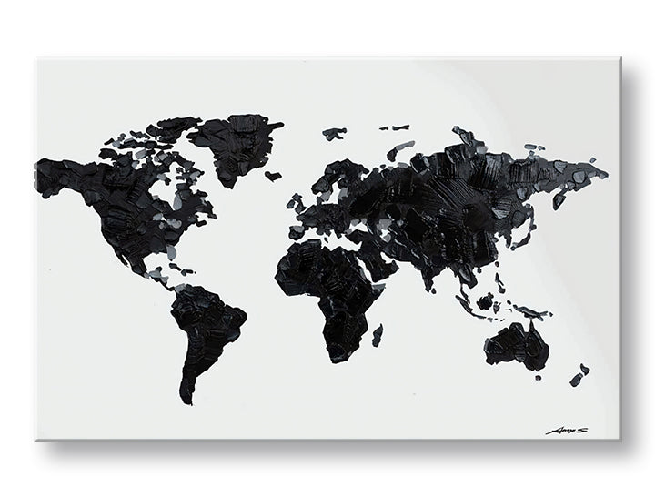 Модерна картина на платно с мотив MAPA SVETA, природа в бяло-черно нюанси, минимализъм | Картина на платно MAPA SVETA – основна