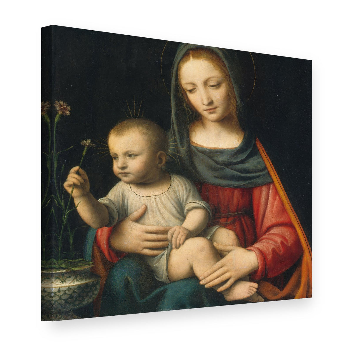 Картина на платно Мадоната с карамфила – Бернардино Луини, 3D изглед