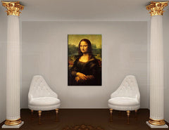 Поп арт картина с мотив MONA LISA – Leonardo Da Vinci, пейзаж, градски мотив в бяло-златно нюанси | Картина на платно MONA LISA – Leonardo Da Vinci – преглед