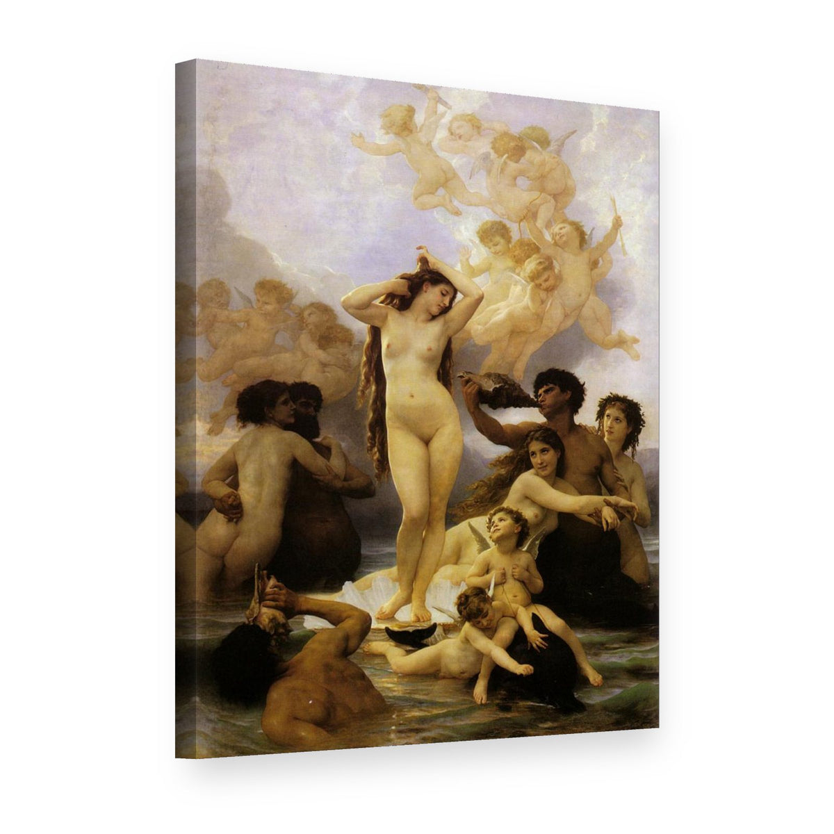 Картина на платно Раждането на Венера – Уилям Бугро, 3D изглед