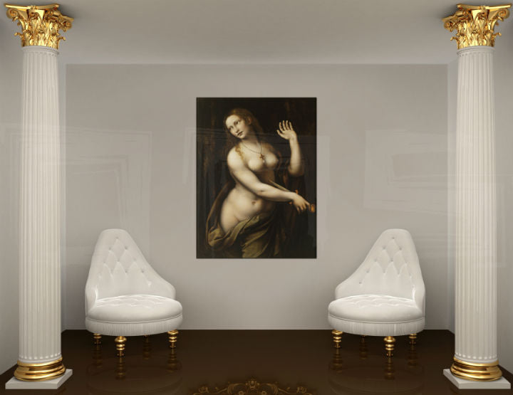 Картина на платно REPRODUKCIA – Leonardo da Vinci - картина на платно окачена в интериор на модерен хол, елегантна стенна декорация