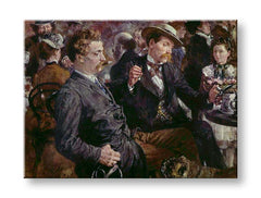 Модерна картина на платно с мотив Adolf Menzel - Na pivnej záhrade, куче в кафяво-бяло нюанси, градски живот | Картина на платно Adolf Menzel - Na pivnej záhrade – продукт
