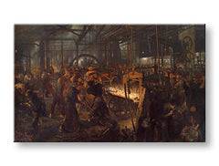 Модерна картина на платно с мотив Adolph Menzel - Valcovňa železa в черно-жълто нюанси | Картина на платно Adolph Menzel - Valcovňa železa – продукт