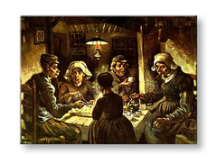 Винтидж картина на платно с мотив Vincent van Gogh - Jedáci zemiakov, карта, природа в бежово-кафяво нюанси, мрачна атмосфера, подходяща за кухня – продукт, изглед 2