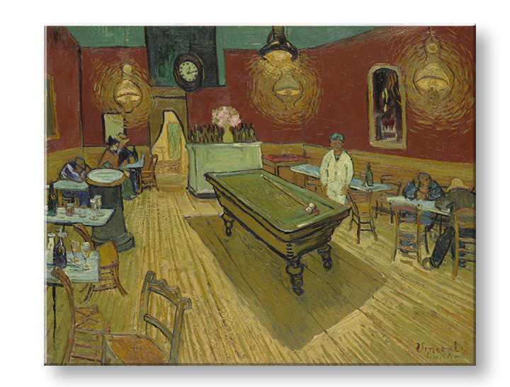 Винтидж картина на платно с мотив Vincent van Gogh - Nočná kaviareň, часовник, карта, природа в кафяво-зелено нюанси, подходяща за кухня | Картина на платно Vincent van Gogh - Nočná kaviare..., изглед 2
