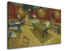 Винтидж картина на платно с мотив Vincent van Gogh - Nočná kaviareň, часовник, карта, природа в кафяво-зелено нюанси, подходяща за кухня | Картина на платно Vincent van Gogh - Nočná kaviareň – продукт
