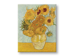 Винтидж картина на платно с мотив Vincent van Gogh - Váza s dvanástimi slnečnicami, ваза, цветя в синьо-жълто нюанси, жизнена атмосфера, подходяща за хол – продукт, изглед 2